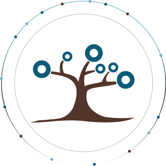 Branches Learning tree icon with circles around it