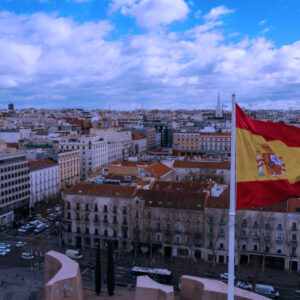 A panaromic view of a city.